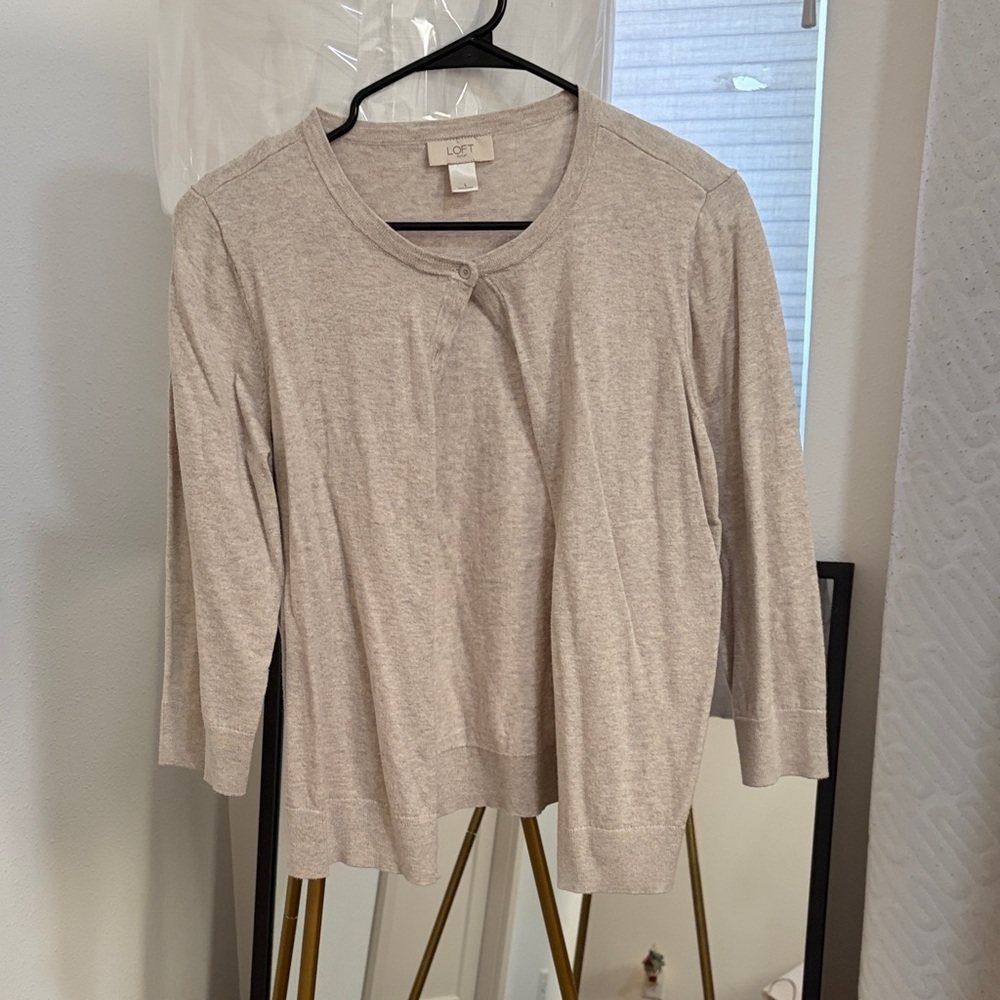 LOFT Light Beige Knit Cardigan